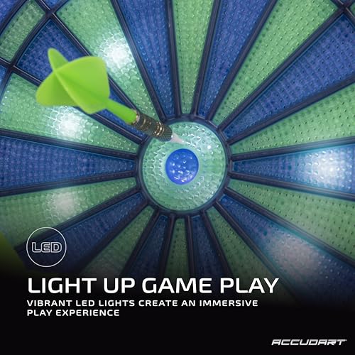 Accudart Light FX 2000 Electronic Dartboard with Vibrant LED Light Displays - Scoring Up to 4 Players - Includes 6 Soft Tip Darts