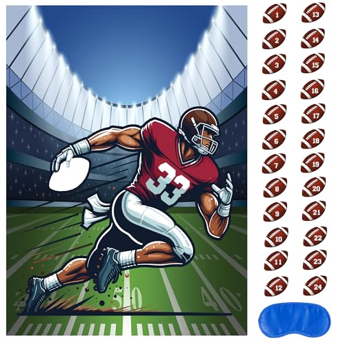 BASHOUT Football Party Game Set, Pin The Football Activity with 24 Stickers, Indoor Group Games for Adults