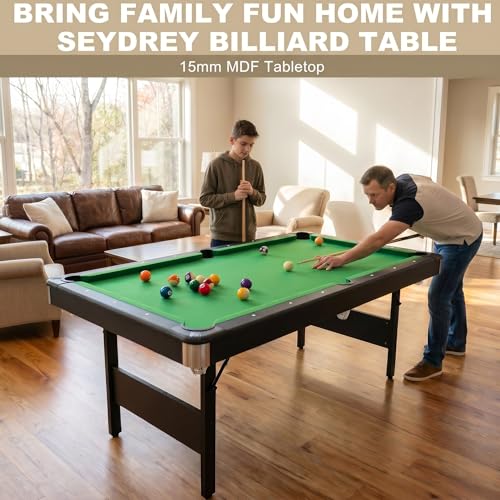 Seydrey 6-Foot Portable Foldable Pool Table with All Accessories – Compact Billiards Table for Home, Game Room, Apartment - color: Single
