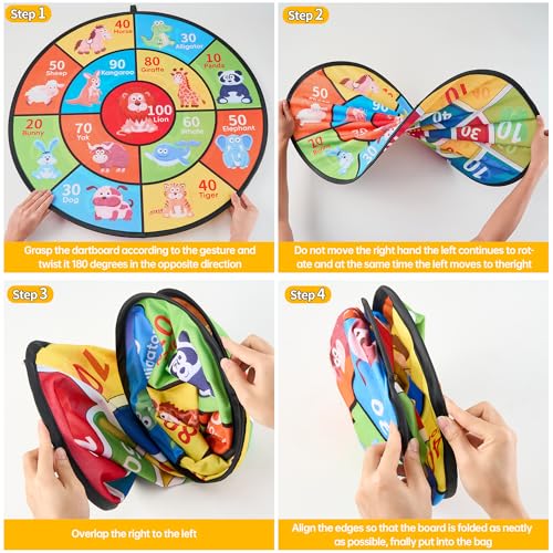 29" Large Dart Board for Kids,with 24 Sticky Balls+12 Sticky Darts,Indoor/Sport Outdoor Fun Party Play Game Toys,Birthday for 3 4 5 6 7 8 9 10 11 12 Year Old Boys Christmas Girls - style: 29in-2in1-Purple 100 Scores Target With 24 balls 12 darts