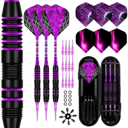 Soft Tip Darts Set - Darts Plastic Tip Sets,3 Aluminum Shaft Professional Darts Plastic Tip Sets 2BA Replacement Tips Professional Soft Darts,Plastic Darts for Electronic Dart Board