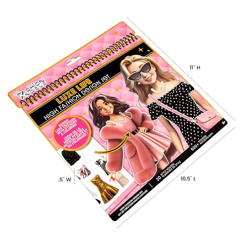Fashion Angels Luxe Life High Fashion Design Set, Includes 500+ Stickers with Style Boards, Garments, Accessories & Fabric Swatches, Creative Fashion Design Kit for Kids Ages 6+ - style: Luxe Life