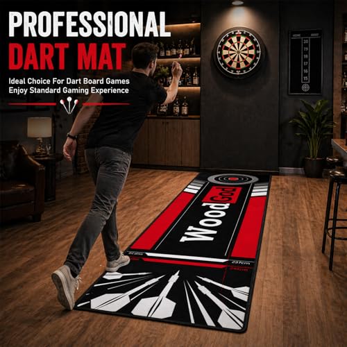 Dart Mat, 118x24inch, Dart Mat with Throw Line for Steel Tip & Soft Tip, Professional Dart Rug, Anti-Slip, Protects Floor and Darts