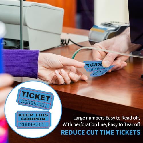 L LIKED Raffle Tickets Double Rolls 1000 Per Roll 50/50 Raffle Tickets for Events,Carnivals, Entry, Class Reward, Prizes(Blue) - color: 1000 Blue
