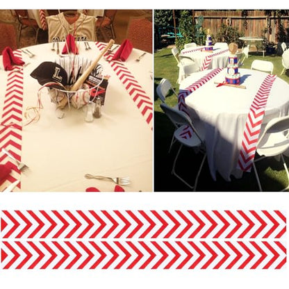 Baseball Table Runner/Baseball Party Decorations/Baseball Runner Table Cloth Runner Sports Red White for Boy Sports Themed Birthday Party (Pack of 2) - size: 60 x 6 inches (Pack of 2)