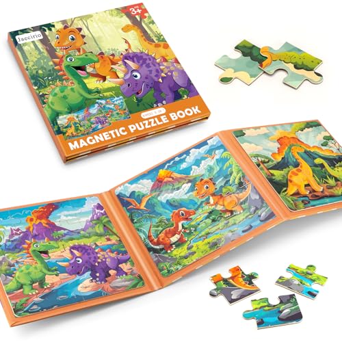 Magnetic Puzzles for Toddlers 3-5, Dinosaur Puzzles for Kids 4-6, Travel Puzzles for Kids Ages 5-8 Toys Games Gifts for Boys Girls Ages 3 4 5 6 in Car Airplane Kids Puzzles for Road Trip - style: Dinosaur