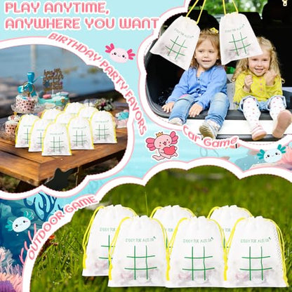 Sotiff 36 Set Tic Tac Toe Games Bulk Axolotl Party Favors Axolotl Tic Tac Toe with Bag Animal Birthday Party Gifts Classroom Exchange Gifts Outdoor Indoor Activities - style: Axolotl