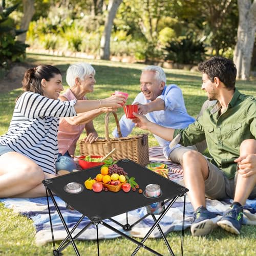Moclever Foldable Camping Table – Ultralight Portable Table with Cup Holders & Carry Bag, Perfect for Outdoor Adventures, Picnic, Beach, BBQ, Hiking & Home Use