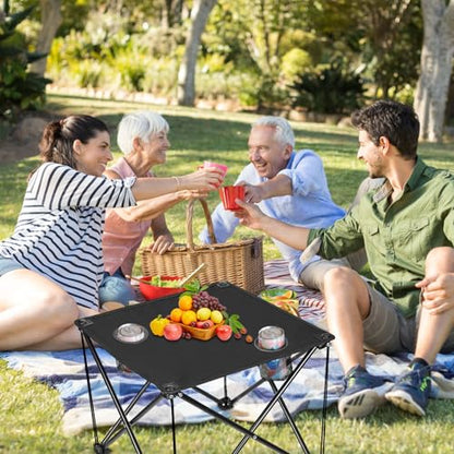 Moclever Foldable Camping Table – Ultralight Portable Table with Cup Holders & Carry Bag, Perfect for Outdoor Adventures, Picnic, Beach, BBQ, Hiking & Home Use