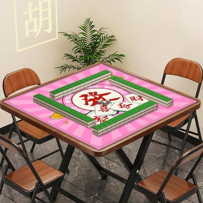 Mahjong Mat, Non-Slip Noise Reducing Game Mat, 31.5 Inch Mahjong Table Mat,Mahjong Mat with Cloth Bag and Carton Storage,Suitable for Mahjong, Dominoes, Solitaire and Other Games. (Rich-Pink) - color: Rich-pink