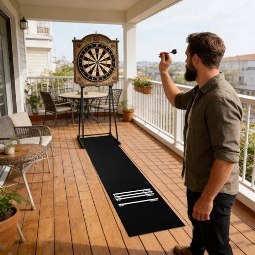 Darts Mat with 4 Standard Oche Throw Lines, 300x34cm Non Slip Dartboard Floor Protection Mats, Professional Regulation Dart Oche Mat for Game Room Living Room Home Bar Use - color: A