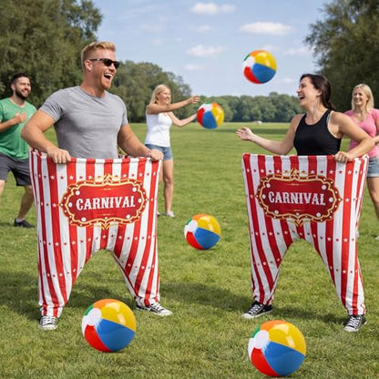 Leitee 11 Pcs Granny Pants Yard Game Games Set Oversized Pants with Bouncy Balls and Air Pump Outdoor Tossing for Basketball Party Supplies Sport Play Adults Fun Family Reunion Gatherings - style: Carnival