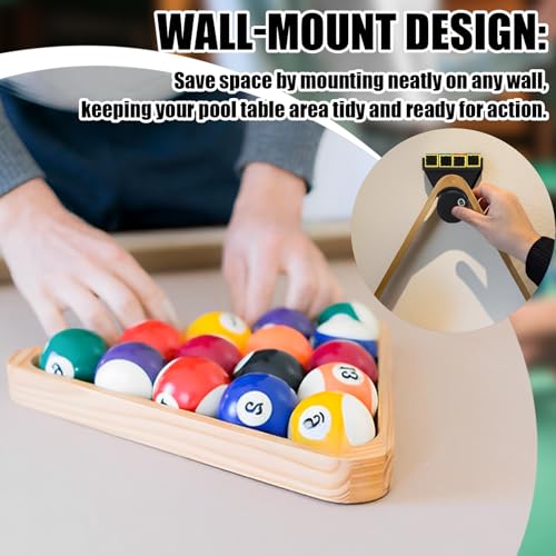 Pool Rack Wall Mount, Pool Triangle Holder for Pool Chalk and Triangle Rack, Billiard Table Pool Rack Chalk Holder Accessory (No chalk included)