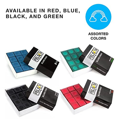 Felson Pool Chalk Cubes | Pool Table Accessories for Table Billiards | Pool Cue Chalk & Storage Box - style: 12 Count (Pack of 1)