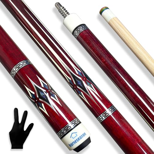 HomeSeason Pool Cue Stick 58inch 18oz-21oz 12.5mm Tip Professional Billiard Canadian Maple Wood 2-Piece Combination Cues Sticks - color: 18oz