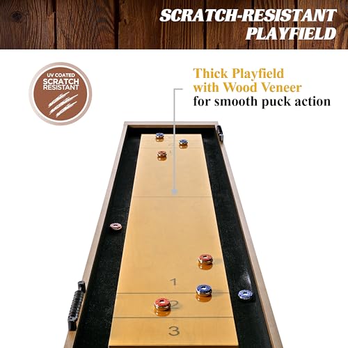 Barrington Urban Shuffleboard Table with Scratch-Resistant Playfield and 8-Puck Set - size: 9 Ft.
