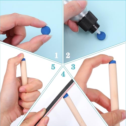 32 Pcs Pool Stick Tips, Billiard Cue Tips Billiard Stick Tip Replacement Kit with Storage Box Repair Kits Leather Tip Head for Snooker Pool Table Cues Supplies 4 Sizes