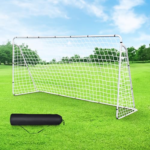 F2C Soccer Net 12 x 6 Soccer Goal for Backyard, Steel Frame for Kids, Adult Portable Shooting Training Aid with Carry Bag,Ground Stakes Waterproof (12x6 FT)
