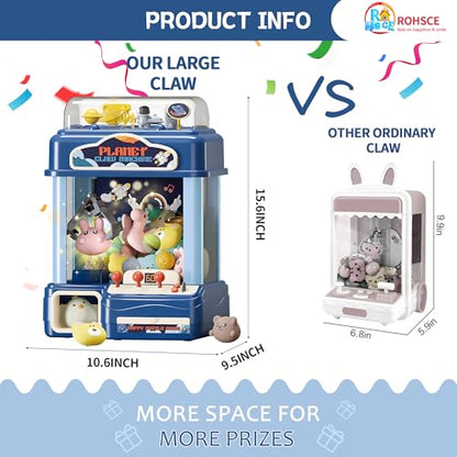 Claw Machine for Kids – Large Toy Claw Machine with Music Lights, Vending Machine Toy for Boys Girls, Includes Toys Inside, USB Rechargeable Candy Claw Game Machine for Kids Ages 4-12 - style: Large Space Explorer