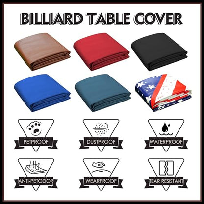 K-Musculo Heavy Duty Pool Table Cover, Waterproof Leatherette Billiard Table Cover with Soft Backing, Tear Resistant Fitted Protector for 6.5FT, 7FT, 7.5FT, 8FT, 8.5FT & 9FT Tables - color: Brown