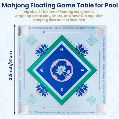 32x32 Inch Large Mahjong Floating Game Table for Pool Swimming Pool and Hot Tub Float Board for Mahjong Card Games Dominoes Poker Adults Pools Game Tray for Summer Beach Indoor Outdoor(Blue Green) - style: Blue Green