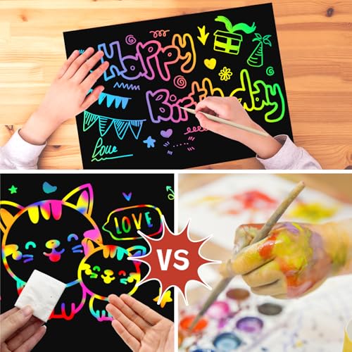 ZMLM Scratch Paper Art Craft: 2 Pack Rainbow Scratch Notebooks Crafts for Kids Ages 4-8 Year Old Girl Birthday Gift Games for Kids Arts Kits School Party Toys Activity - style: Classic
