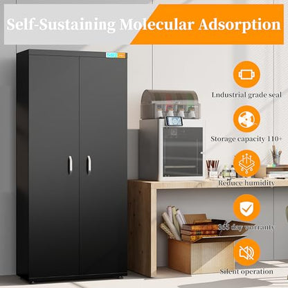 Large 3D Printer Filament Dry Storage Cabinet with Dehumidifier | Smart Humidity Control at 25% RH | 110-Spool Capacity Airtight Organizer for PLA, ABS, PETG, TPU, Nylon | U.S. Patented - color: 400l Black