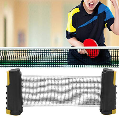 Retractable Table Tennis Net Rack, Portable Plastic Polyester Cotton, Telescopic Length up to 170cm669inch/., Install Spring Clamp System, Stable on - color: Yellow and black on the wavy side