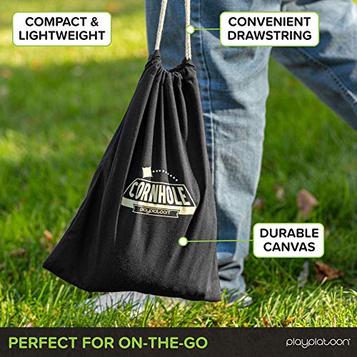 Play Platoon Cornhole Bag Holder - Tote Bag for Carrying Corn Hole Bean Bags - size: 8, Black String