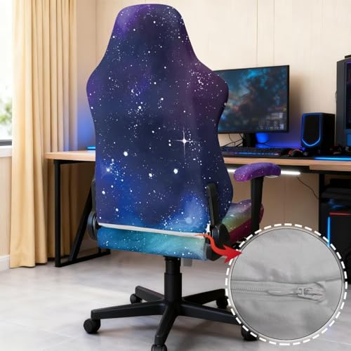 Starry Print Game Chair Cover with Armrest Covers Dust-Proof Skin Friendly Office Chair Covers Slipcovers Machine Washable, Blue - color: Blue - Starry
