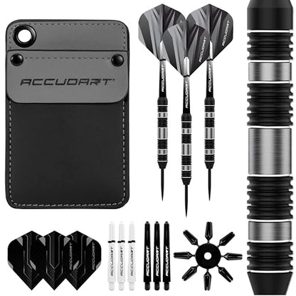 Accudart Soft Tip Dart Set 4.0 – Tungsteel Barrels, Round‑Groove Grip, Polycarbonate Shafts, Standard Flights, Pocket Wallet Storage – Ideal for Electronic Dartboards