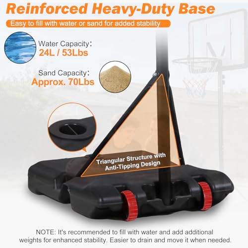Nova Microdermabrasion Basketball Hoop Outdoor 7.2-9.2ft Adjustable, 32 inch Backboard, Portable Basketball Hoop Goal System for Youth/Adults Outdoor Indoor Play