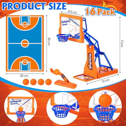 VioraWhite 16 Pack Basketball Game Toys Tabletop Basketball Shooting Game Mini Desktop Gift Desk Games for Adults Office Relax Reduce Stress Basketballs Prize Party Favors Birthday Gift (Blue) - color: Blue