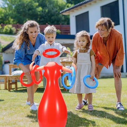 Arrowbash Inflatable Bull Ring Toss Game Set Include Inflatable Bull 6 Rings Farm Theme Party Supplies for Fiesta Rodeo Party Pool Beach Decoration
