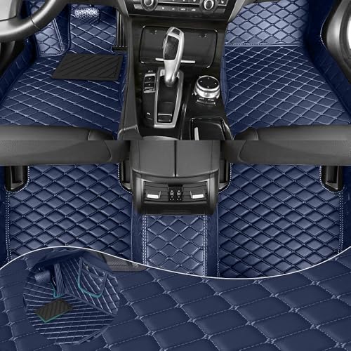 Car Floor Mats Fit for Dodge Dart 2013-2016 All Weather Durability Leather Car Floor Mats, Skidproof Pedal, Waterproof, Wear-reistant(Blue Beige) - color: Blue
