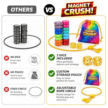 Magnet Crush Magnetic Strategy Board Game (Rainbow) for Kids & Adults, Fun Tabletop Magnet Placement Game, STEM Educational Toy, Family Party Game, Travel Game, Puzzle Brain Teaser, Gift for Ages 9+ - color: Rainbow