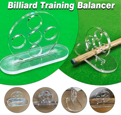 4PCS Billiard Cue Stroke Trainer, Billiard Training Tool Pool Cue Exerciser Trainer with Non-Slip Base, Acrylic Pool Training Aid for 8/9-Ball and Snooker(2 Single Hole+2 Five Holes)