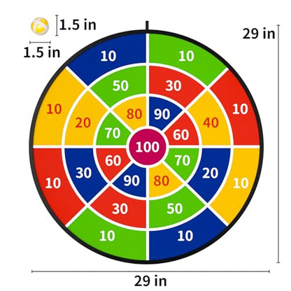 TEMI 29" Large Dart Board for Kids, Boys Toys Dartboards with 20 Balls, Indoor and Outdoor Sport Fun Party Play Game Toys, Birthday Gifts for Boys Girls 3 4 5 6 7 8 9 10 11 12 Years Old
