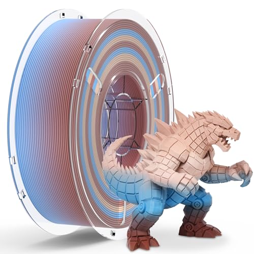 RAMBERY Matte Rainbow 3D Printing Filament Fast Color Change, Multi-Color PLA Filament for Most FDM 3D Printer, 1.75mm 1kg(2.2lbs), Matte Rainbow Blue-Brown - color: B-matte Rainbow Blue-brown, size: 1kg