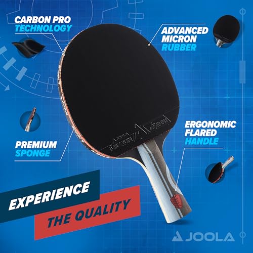 JOOLA Infinity Edge - Tournament Performance Carbon Technology - Black Rubber on Both Sides - Competition Ready - Table Tennis Racket for Advanced Training - Designed for Speed - Light Blue