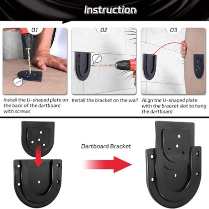 CyeeLife Dartboard Mounting Bracket,Dartboard Bracket Hanging Dartboards Professional,Black - size: U Shaped