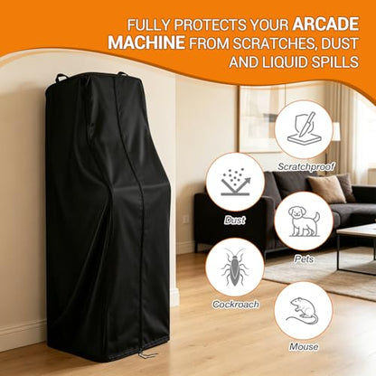 Arcade Machine Cover, Heavy-Duty Waterproof Protection for Pinball & Arcade Cabinets, Fits Most Standard Home Game Machines - size: 19"L x 19"W x 62"H