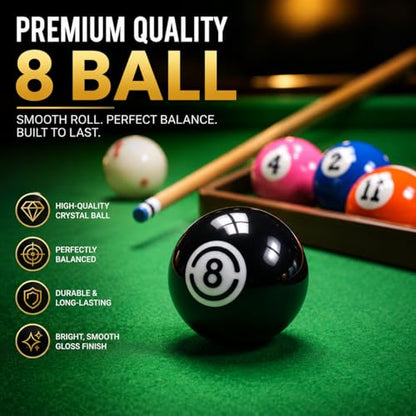 HMQQ 2 1/4" Replacement 8 Ball for Pool Table, Regulation Size Professional Resin Billiard Ball, Durable Glossy Finish, Single Black Pool Ball - style: Black 8