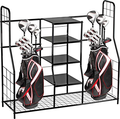 Home-it Golf Organizer Extra Large - Golf Bag Sports Dual Storage Organizer, Perfect for Golfing Bags, Clubs, Balls, Gadgets, Accessories & Equipment, Golf Organizer Rack for Garage and Basement