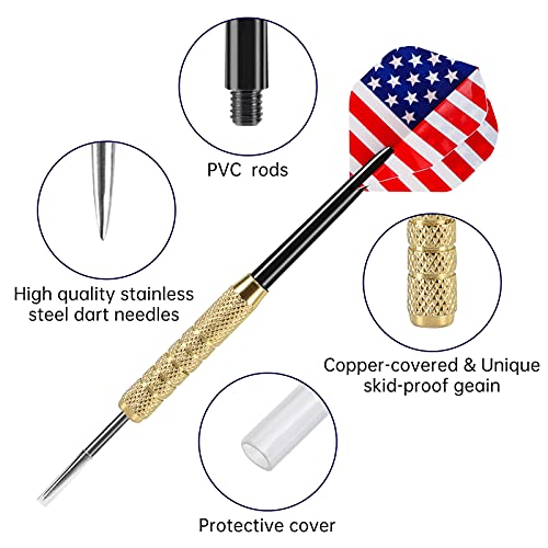 Accmor 12pcs Steel Tip Darts Set, 18 Grams Professional Metal Darts, Metal Tip Darts with 4 Extra Nylon Shafts, 4 Extra Flights in Four Different Patterns