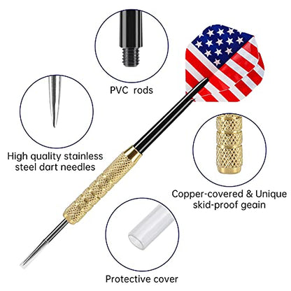 Accmor 12pcs Steel Tip Darts Set, 18 Grams Professional Metal Darts, Metal Tip Darts with 4 Extra Nylon Shafts, 4 Extra Flights in Four Different Patterns
