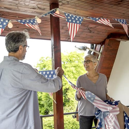 100FT 4th of July Decorations, 60Pcs Pennant Fourth of July Banner, 7.8 x 11.8 Inches Fourth of July American Flags for Outside 4th of July Accessories Independence Day Patriotic Party Parade Decor - style: 4th of July