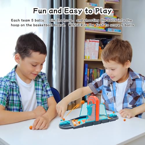 Basketball Shooting Game Toy, Funny Shooting Game, Desktop Table Basketball Games Set, Fast and Frenzied Launching ball - Including 1 Basketball Stand and 10 Balls, Gift for Kids 3-10 Year Old - color: Mint