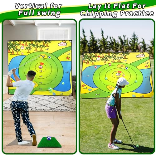 Battle Golf Chipping Game, 80”x80” Large Chipping Mat,Play Outdoor Sticky Golf for Adults,Unique Multiplayer Indoor Outdoor Chipping Game,Friends Family Yard Target Game