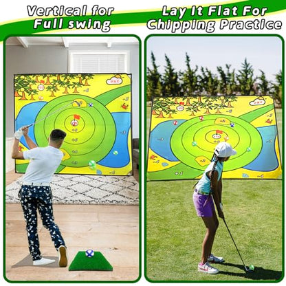 Battle Golf Chipping Game, 80”x80” Large Chipping Mat,Play Outdoor Sticky Golf for Adults,Unique Multiplayer Indoor Outdoor Chipping Game,Friends Family Yard Target Game
